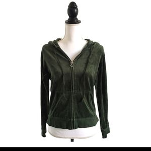 New York & Co. Green Velour Track Jacket Medium